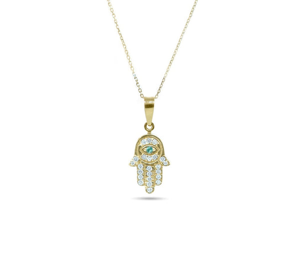 14K Yellow Gold Diamond Hamsa Charmy