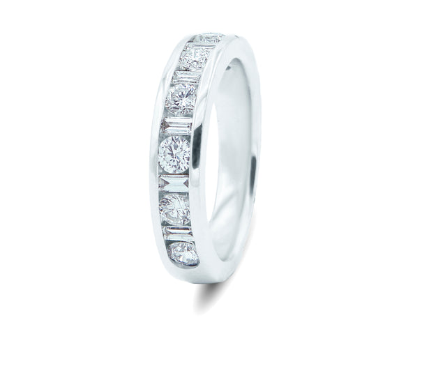 14K White Gold Chanel set and baguette Diamond Wedding Band