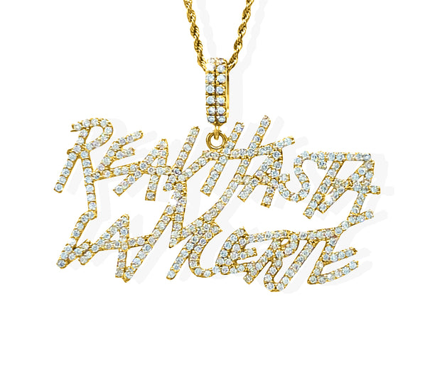 Custom name pendant in 14K or 18K yellow gold with natural or lab-grown diamonds