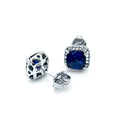 Lab Created Sapphire & Round White Diamond Stud Earrings