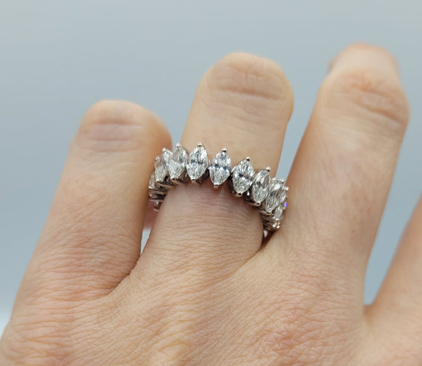 Flexible Marquise Cut Diamond Ring in 14K White Gold