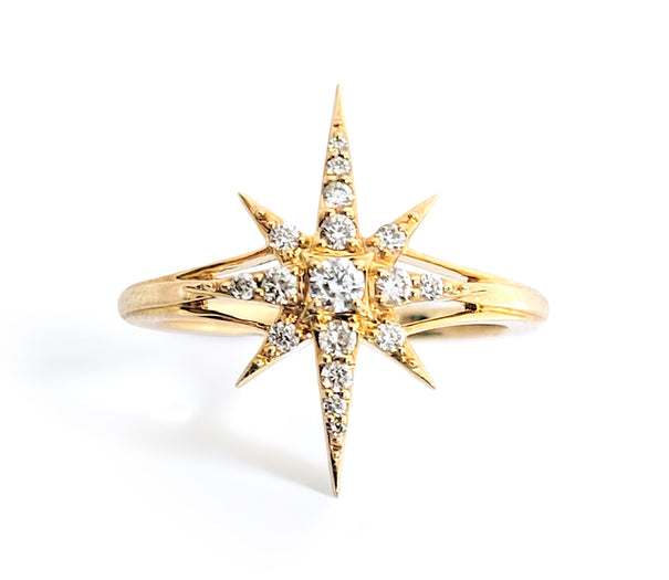 14K Yellow Gold Northern Star Diamond Ring