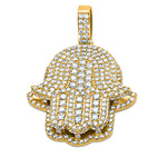 Diamond Hamsa Pendant in Yellow Gold