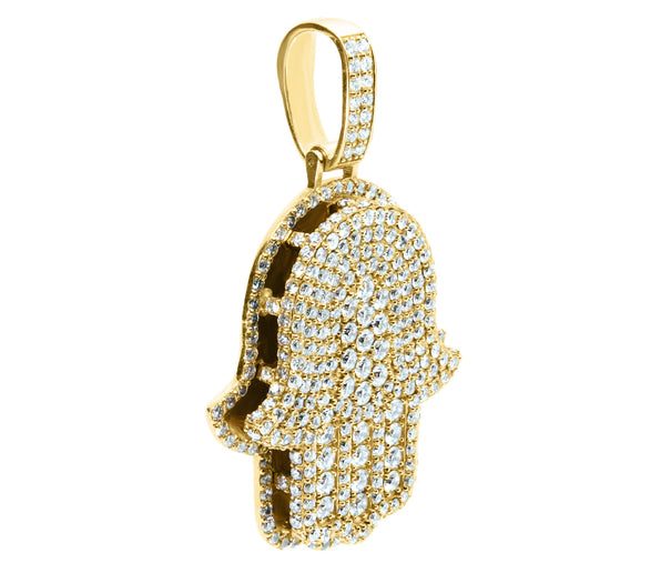 Diamond Hamsa Pendant in Yellow Gold