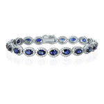 Oval Curundum and round cut Diamonds Tennis Bracelet