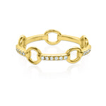 Gold Round Link Ring with Diamonds