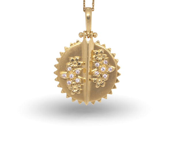 Diamond Round Flower Pendant