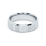 6 mm White Gold Men's  Ring with grooves