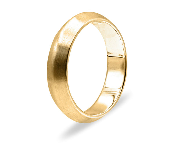 6 mm Domed Brushed finish gold men's ring