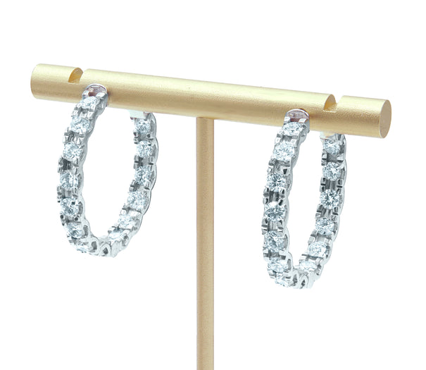 3.4 CT Diamond Hoops in 14K White Gold