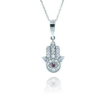 14K White Gold Diamond Hamsa Pendant