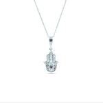 14K White Gold Diamond Hamsa Pendant