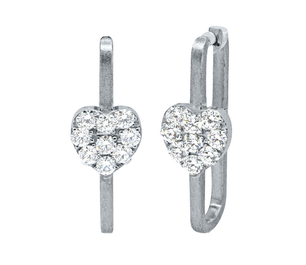 White Gold Lab-Grown Diamond Heart Earrings