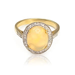 Diamondand opal Ring, front view